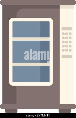 Icon of a vending machine dispensing drinks and snacks, featuring a sleek design and multiple selection options Stock Vector