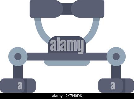 Abdominal trainer machine icon illustrating fitness equipment for exercising abdominal muscles in flat style Stock Vector