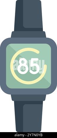 Smartwatch showing progress on wristband displaying 85 percent icon Stock Vector