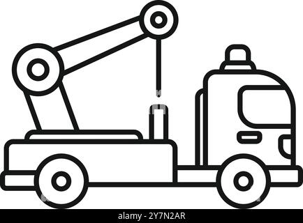 Line drawing of a tow truck using its hydraulic arm, ready to assist drivers in need Stock Vector