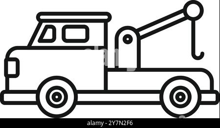 Simple line art icon of a tow truck ready to assist motorists with vehicle troubles Stock Vector