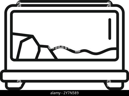 Line icon of a terrarium for reptiles with water and rocks, perfect for websites and apps Stock Vector