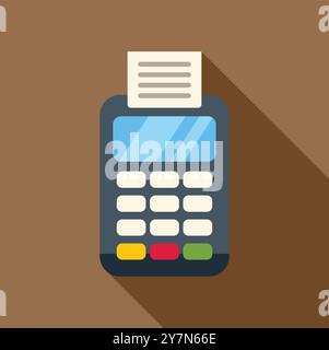 Modern electronic pos terminal printing paper receipt after processing purchase transaction Stock Vector