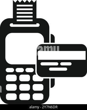 This simple vector icon represents a credit card processing system printing a receipt Stock Vector