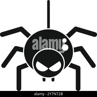 Black widow spider with a scary skull face walking on its eight legs Stock Vector