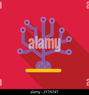 Electronic circuit board taking the shape of a coral reef growing on a motherboard, representing the concept of artificial intelligence Stock Vector
