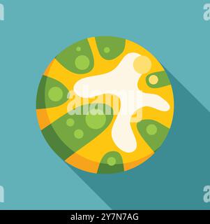 Green alien planet surface with craters and toxic smoke. Cartoon vector ...
