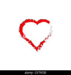 Grunge heart vector icon. Red color broken heart isolated on white Stock Vector
