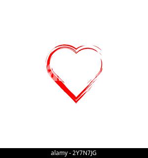 Grunge heart icon vector. Brush stroke heart isolated on white Stock Vector