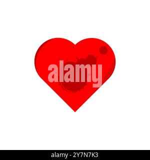 Red heart icon vector. Red color injured heart attack bloody heart sign symbol isolated Stock Vector