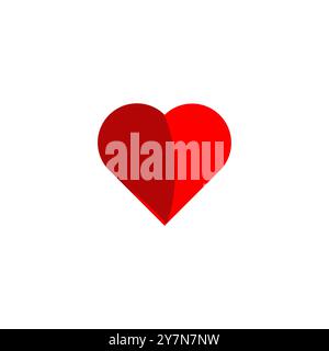 3D heart vector design. Romantic love shiny red color heart sign symbol or icon for wedding birthday invitation or valentine isolated on white Stock Vector