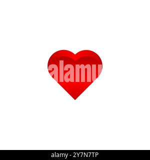 Red color heart vector design. 3D romantic love heart icon for wedding invitation party card template design isolated on white Stock Vector
