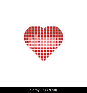Romantic red heart in particles form or shape. Love valentine day dotted heart sign symbol isolated on white background Stock Vector