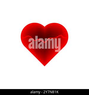 3D diseases heart vector icon. Red color heart with dark spots after smoking cancer or disease isolated on white background Stock Vector