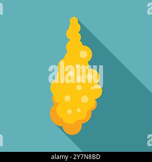 Yellow chemical gas leak spreading with bubbles and long shadow Stock Vector