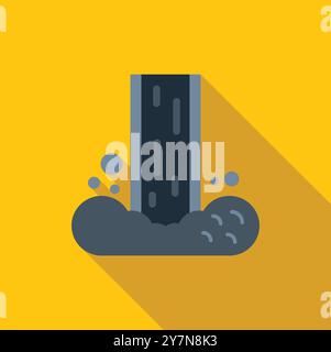 Simple flat design icon of a waterfall cascading down a cliffside into a pool of water Stock Vector