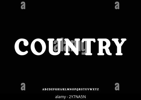 Rounded classic serif country style alphabet display font vector illustration Stock Vector