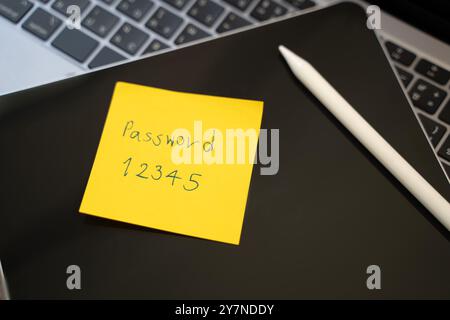 password protection note paper on computer Password security and data security protection password privacy Stock Photo