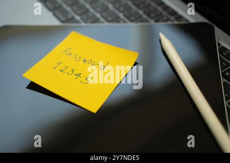 password protection note paper on computer Password security and data security protection password privacy Stock Photo
