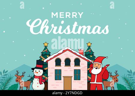 hand drawn merry christmas background illustration Stock Vector