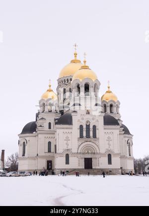 Novocherkassk,Russia -January 18,2015: Parishioners expected to start service in the Cathedral Stock Photo