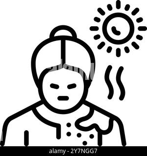 Icon for sun burn, damage Stock Vector