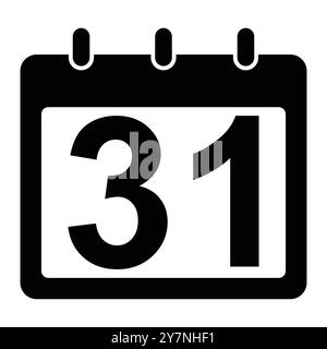 Last Date of the month. December 31st. New Year's Single Page Calendar. Celebration of New Year's Eve Day. Signifying the end of the school year. Stock Vector