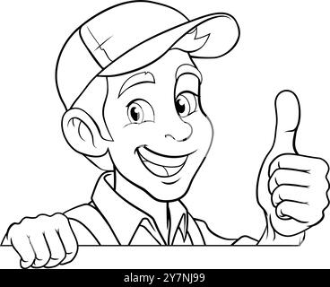 Handyman Mechanic Painter Plumber Cartoon Mascot Stock Vector