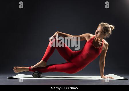 Foam Roller Healthy Leg Workout Sport Training On Floor Stock Photo - Alamy
