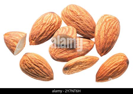 Almond nuts isolated on white background. File contains clipping path. Stock Photo