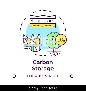 Carbon storage multi color concept icon Stock Vector