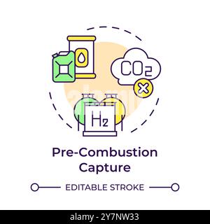 Pre-combustion capture multi color concept icon Stock Vector