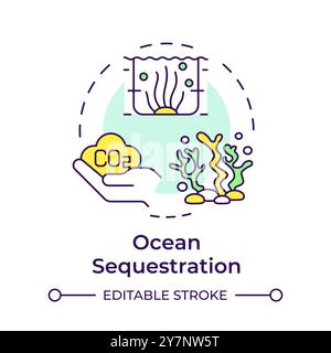 Ocean sequestration multi color concept icon Stock Vector