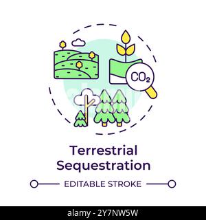 Terrestrial sequestration multi color concept icon Stock Vector