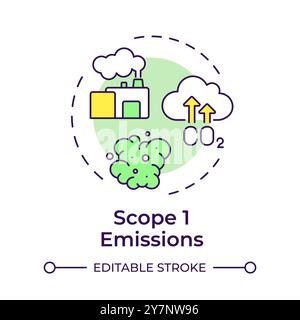 Scope 1 emissions multi color concept icon Stock Vector