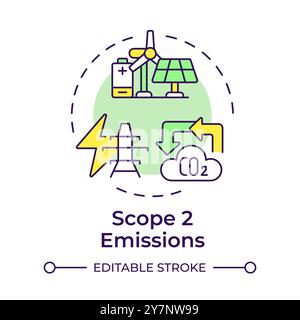 Scope 2 emissions multi color concept icon Stock Vector
