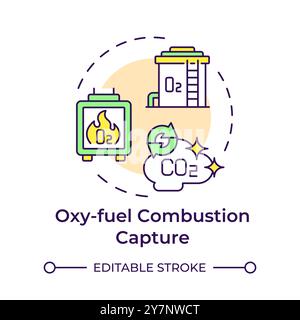 Oxy-fuel combustion capture multi color concept icon Stock Vector