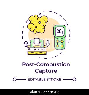 Post-combustion capture multi color concept icon Stock Vector