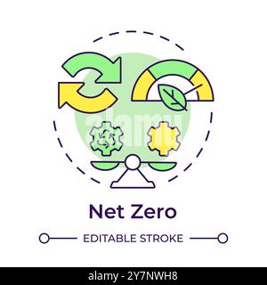 Net zero multi color concept icon Stock Vector
