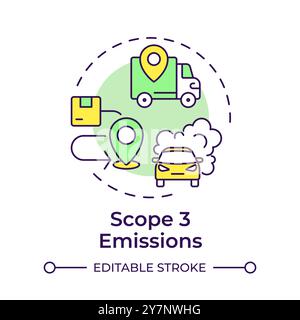 Scope 3 emissions multi color concept icon Stock Vector