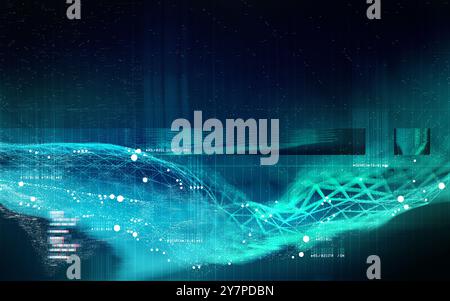 Complex Visualization of data and technology working together. 3D Illustration Background Stock Photo