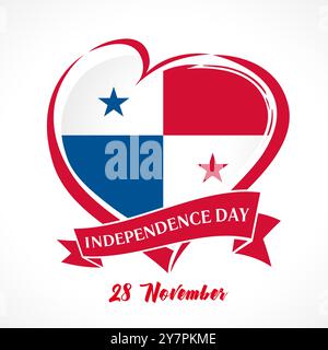 Panama Independence Day heart emblem. Holiday logo. Badge or awards design. Stock Vector