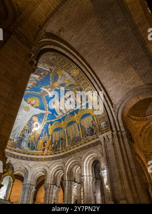 The Triumph of the Sacred Heart of Jesus mosaic, Sacre Coeur, Montmartre, Paris, France, Europe, EU. Stock Photo