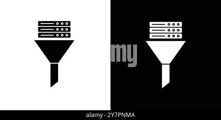 Data filtering icon Flat thin line vector illustration art outline set Stock Vector