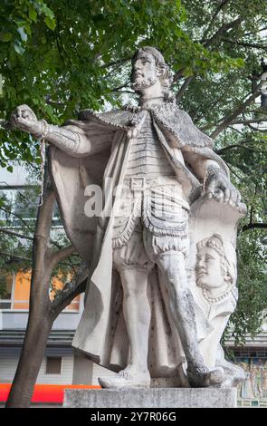 Pamplona, Spain - July 10th, 2024: Unknown King of Navarre sculpture, by Domenico Olivieri 1747, Pamplona, Spain Stock Photo