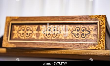 ready-made handmade furniture, boxes, chairs, chessboard, backgammon. High quality photo Stock Photo