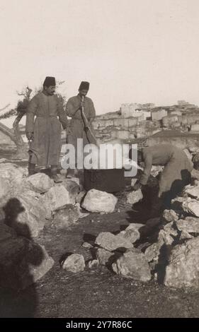 Anti-smallpox campaign Dawaimeh-Hebron in Palestine, January - February 1922: Disenfection prior to establishment of Hospital. Stock Photo