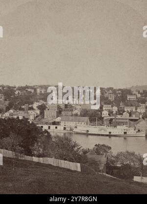 Vintage photo of the Catskill from West Catskill. New York state. USA. 1860-1900 Stock Photo