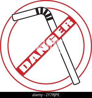 Plastic Straw Ban Logo Design Stock Vector