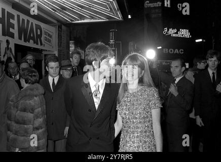 BEATLE AT PREMIERELondon, England, UK : Beatle Paul McCartney and his actress girlfriend Jane Asher arrive at London Pavilion tonight for the premiere of How I Won the War, starring Michael Crawford and his fellow Beatle John Lennon, in his first straight acting role. 18 October 1967 Stock Photo